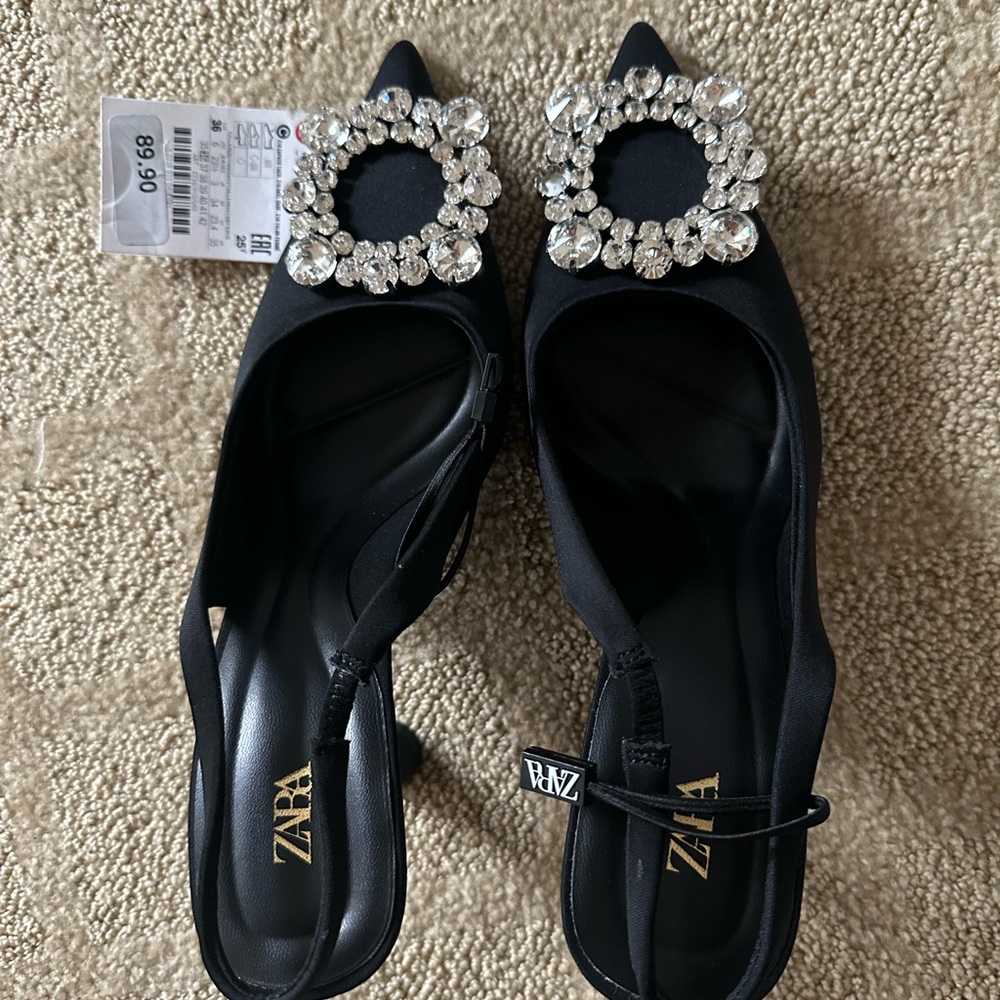 Zara black diamond heels